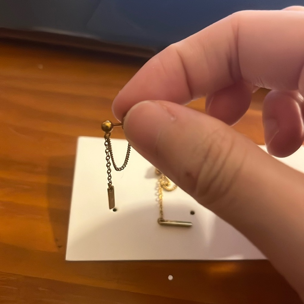 Gold chain stud earrings